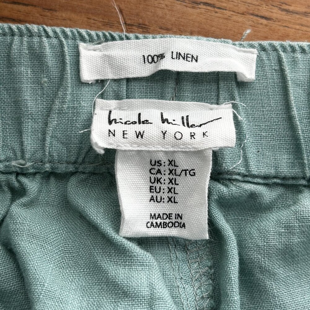100% linen Nicole Miller New York XL pants in light green